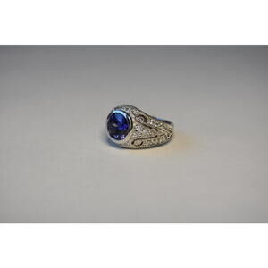 Midnight Filigree Blue Sapphire Oval Ring